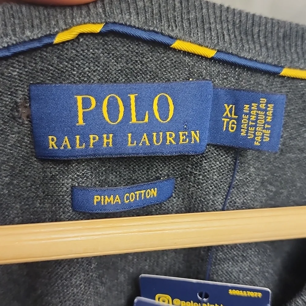 Ralph Lauren Polo Pima Cotton V-Neck Jumper Knit Mens Size XL - Picture 4 of 6